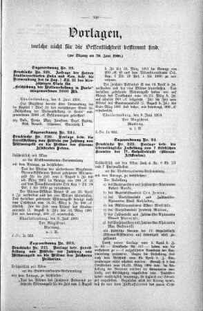 Vorlagen welche nicht für die Oeffentlichkeit bestimmt sind., 20. Juni 1900