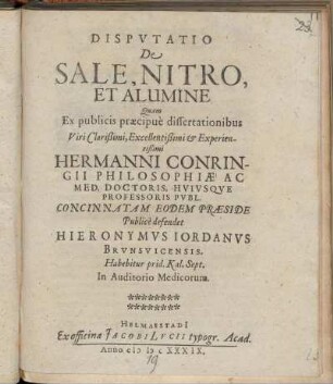 Disputatio De Sale, Nitro, Et Alumine