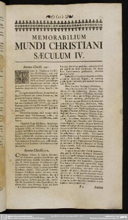 Memorabilium Mundi Christiani Saeculum IV.