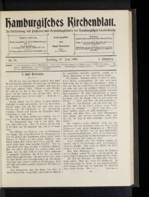 Nr. 26. Hamburg, 27. Juni 1909. 6. Jahrgang.