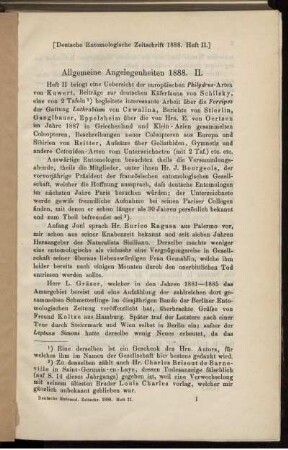Allgemeine Angelegenheiten 1888. II.