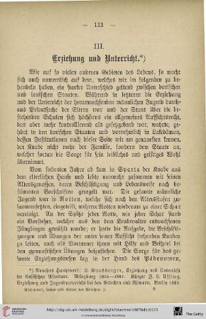 III. Erziehung und Unterricht