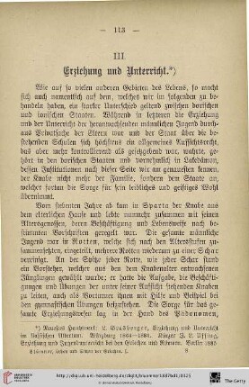 III. Erziehung und Unterricht