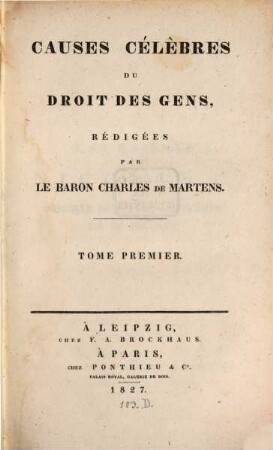 Causes célèbres du droit des gens, 1