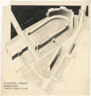 Breslau [heute: Wrocław], Lessingplatz, Hauptfeuerwache und Verwaltungsgebäude, Wettbewerbsentwurf "V.P."