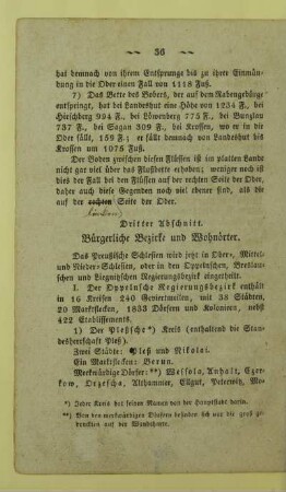 Dritter Abschnitt. Bürgerliche Bezirke und Wohnörter