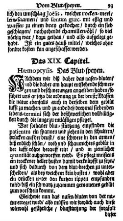 Das XIX. Capitel. Hæmoptysis. Das Blut-speyen.