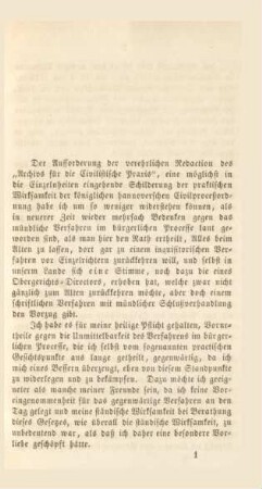 Erfahrungen über die Wirksamkeit der Hannov. bürgerl. Prozeßordnung vom 8. November 1850.