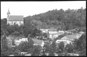 Tharandt. Blick von den Cotta-Bänken nach der Kirche