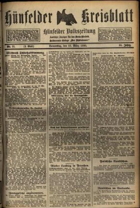 Zweite Ausgabe vom Donnerstag, den 13. März 1930.