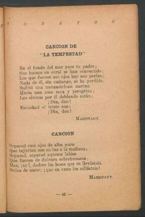 Canción de "La Tempestad"