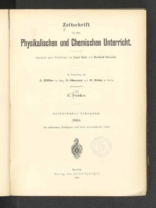 17.1904: Zeitschrift für den physikalischen und chemischen Unterricht