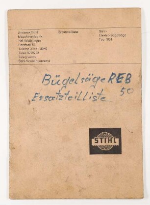 Elektro-Bügelsäge Stihl - Typ 1801 - Ersatzteilliste