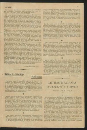 Letras italianas : D'Annunzio y D'Amicis. Sus últimos libros