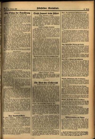 Zweite Ausgabe vom Freitag, den 18. Februar 1938.