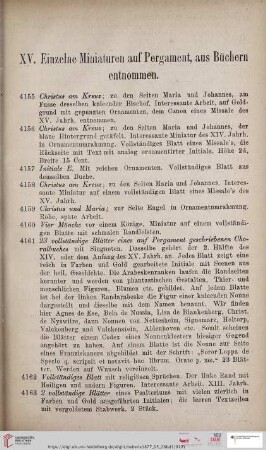 XV.Einzelne Miniaturen auf Pergament, aus Büchern entnommen (Nr. 4155 - 4360)