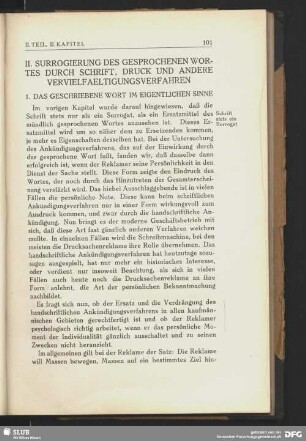II. Kapitel. Surrogierung des gesprochenen Wortes durch Schrift, Druck und andere Vervielfältigungsverfahren