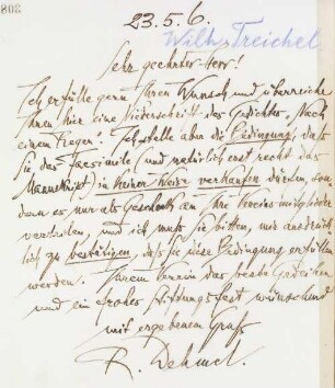 Brief an Wilhelm Treichel