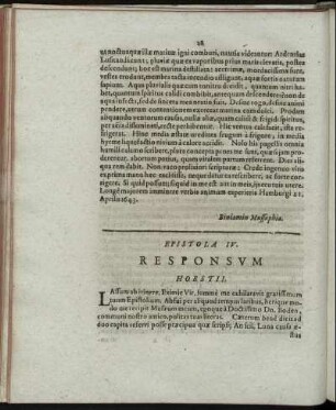 Epistola IV. Responsum Horstii.