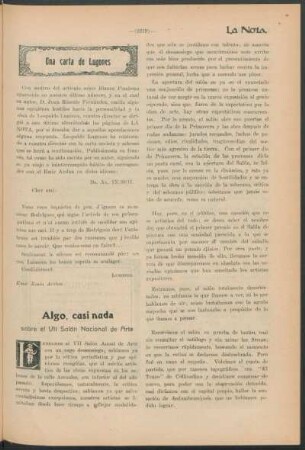 Una carta de Lugones