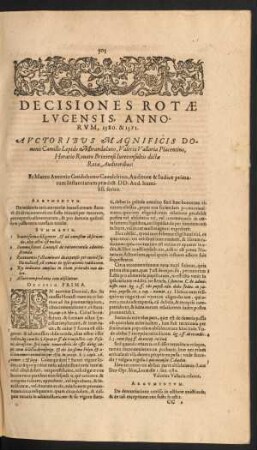 Decisiones Rotae Lucensis, Annorum , 1580. & 1581.