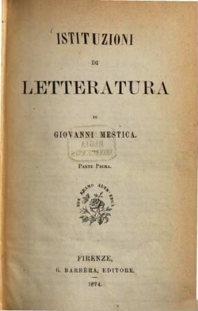 Istituzioni di letteratura, 1