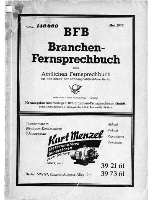 1955: Amtliches Fernsprechbuch für den Bezirk der Landespostdirektion Berlin