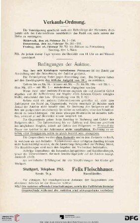 Verkaufs-Ordnung/Bedingungen der Auktion