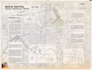 Lehrter Bahnhof, Berlin-Tiergarten Schinkelwettbewerb 1984: Lageplan 1:10000, Erläuterungen, Schemata
