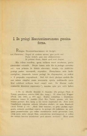 Quaestiones Terentianae selectae : I. De prologi Heautontimorumenu genuina forma, II. Ex prologis quid de ordine fabularum apareat