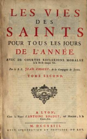 Les Vies des Saints, 2