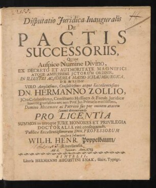 Disputatio Iuridica Inauguralis De Pactis Successoriis
