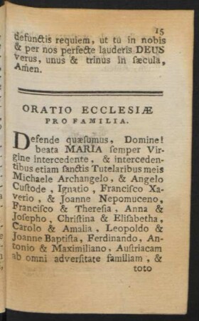 Oratio Ecclesiae pro familia