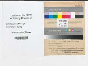 Entnazifizierung Hans Hasenbank , geb. 25.12.1895 (Autovermieter)