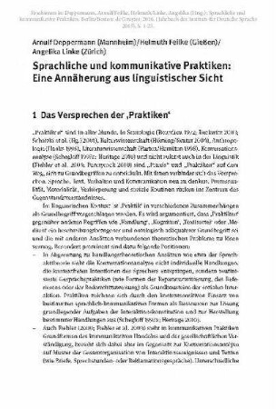 Sprachliche und kommunikative Praktiken: Eine Annäherung aus linguistischer Sicht