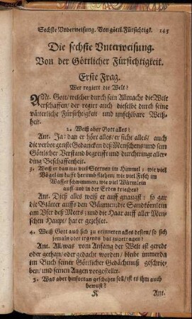 Die sechste Unterweisung. Von der Göttlicher Fürsichtigkeit.