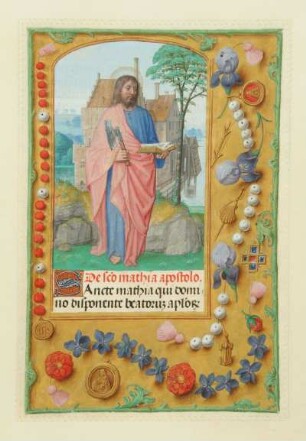 fol. 5: Apostel Matthias als Halbfigur, mit dem Suffragium (Simon Bening)