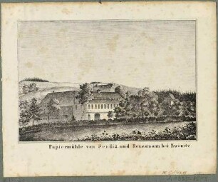 Die Papiermühle in Zwönitz (heute Niederzwönitz) von Sendig (Friedrich August) und Reussmann (Johann Gottlob)