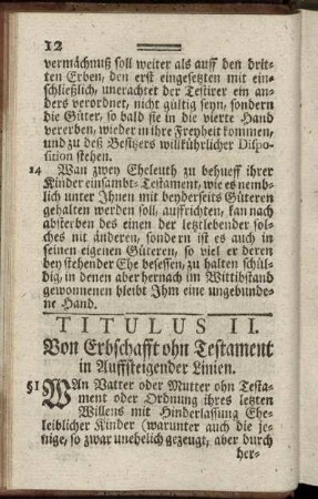 Titulus II. Von Erbschafft ohn Testament in Auffsteigender Linien