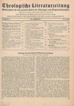 385-392 Zur Frage der theologischen Methode bei Karl Barth