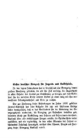 Erster deutscher Kongreß für Jugend- und Volksspiele : Sprechsaal