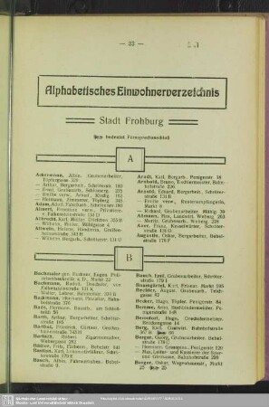 Einwohnerverzeichnis : Alphabetisches Einwohnerverzeichnis