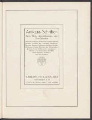 Antiqua-Schriften. Brot-, Titel-, Auszeichnungs- und Zier-Schriften
