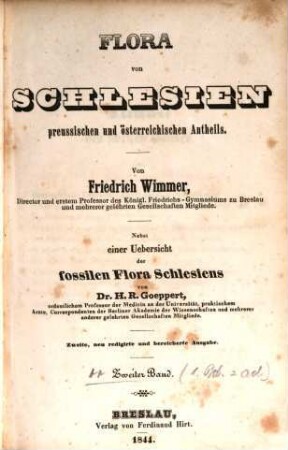 Flora von Schlesien preussischen und österreichischen Antheils. 2
