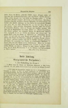 Dritte Abteilung. Geographische Aufgaben
