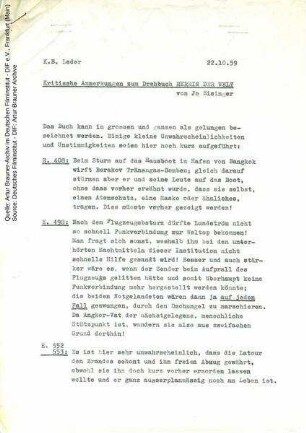 Anmerkungen zum Drehbuch