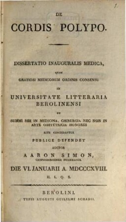 De cordis polypo : diss. inaug. med.