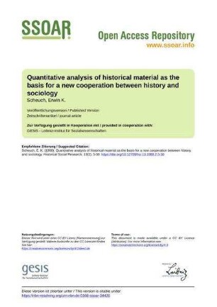 Quantitative analysis of historical material as the basis for a new cooperation between history and sociology