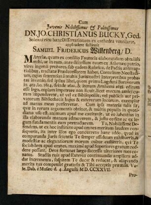 Cum Juvenis Nobilissimus; ...