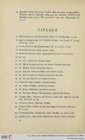 Fayence (Nr. 15-70)